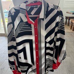 Karl Lagerfeld Black and White Geometric woman’s Shirt